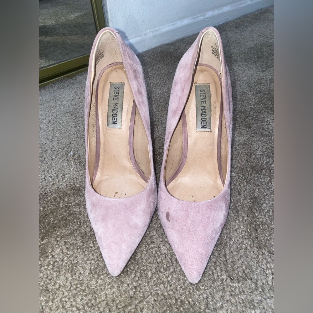 Steve Madden baby pink suede pointed heels size 5 1/2
